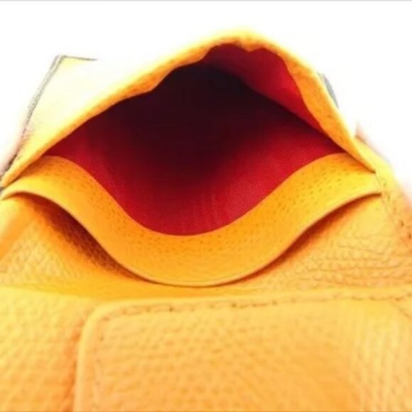 Celine Wallet Purse Bifold Navy Orange leather Mens Authentic Used - Picture 7 of 15